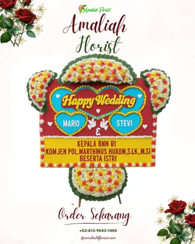 Karangan Papan Bunga Pernikahan di Jatihandap